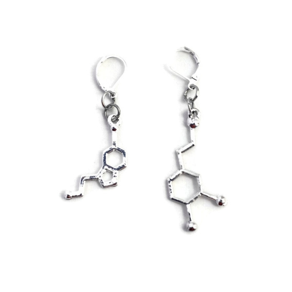 Serotonin and Dopamine Molecule Earrings